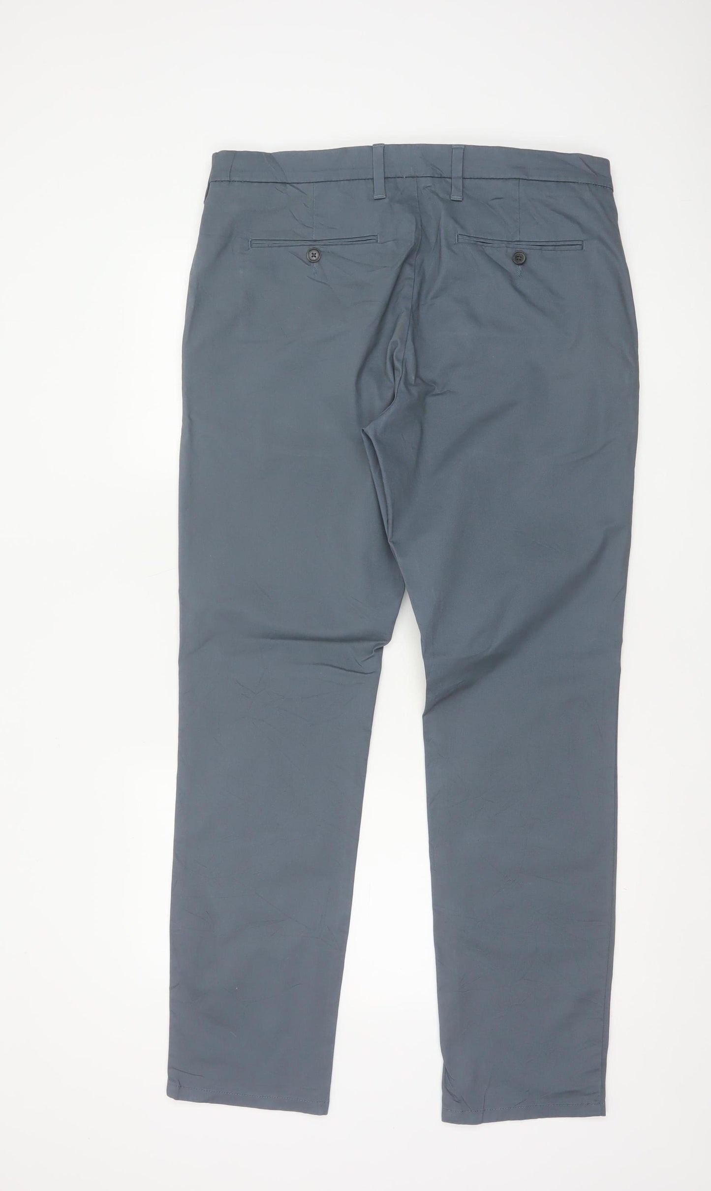 Marks and Spencer Men Grey 34/31 Slim Fit Stretch Chino Trousers