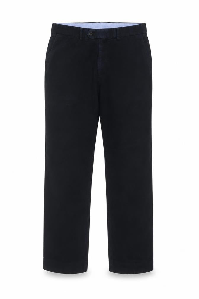 Front view of Gurteen Men’s Black 36R Cotton Flat Front Smart Trousers