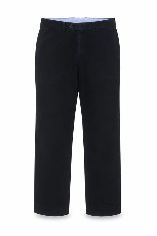 Front view of Gurteen Men’s Black 36R Cotton Flat Front Smart Trousers