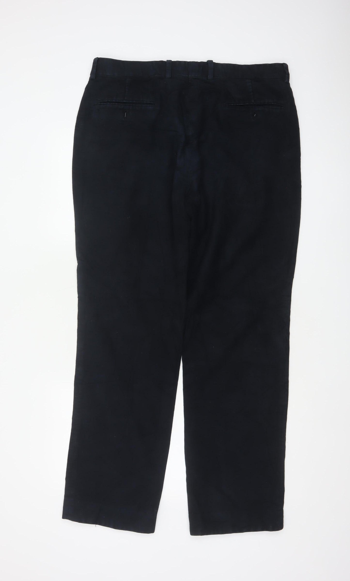Gurteen Men’s Black 36R Cotton Flat Front Smart Trousers