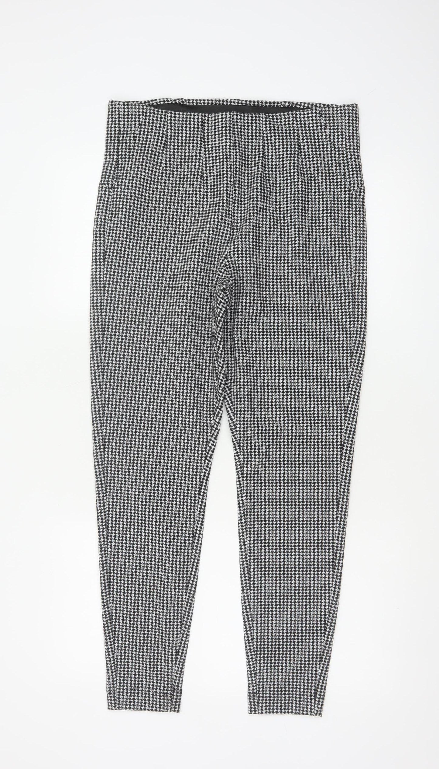 M&S Women’s Black White Houndstooth Check Slim Stretch Leggings UK 14