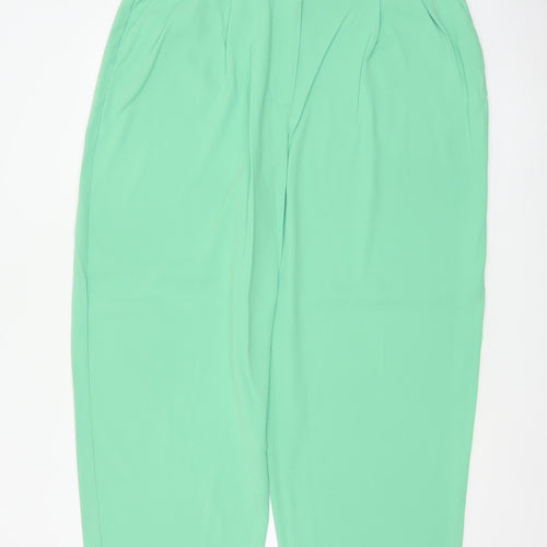 M&S Women Green Size 18 Regular Pleated Tapered Dress Trousers