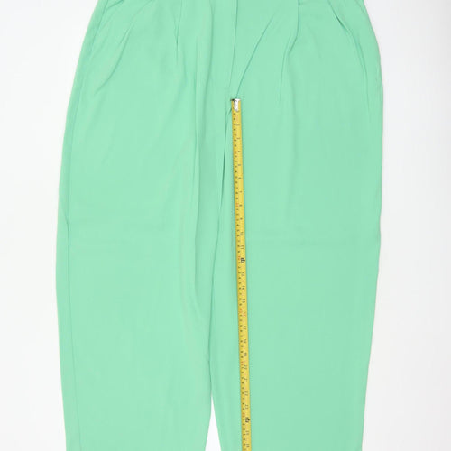 M&S Women Green Size 18 Regular Pleated Tapered Dress Trousers