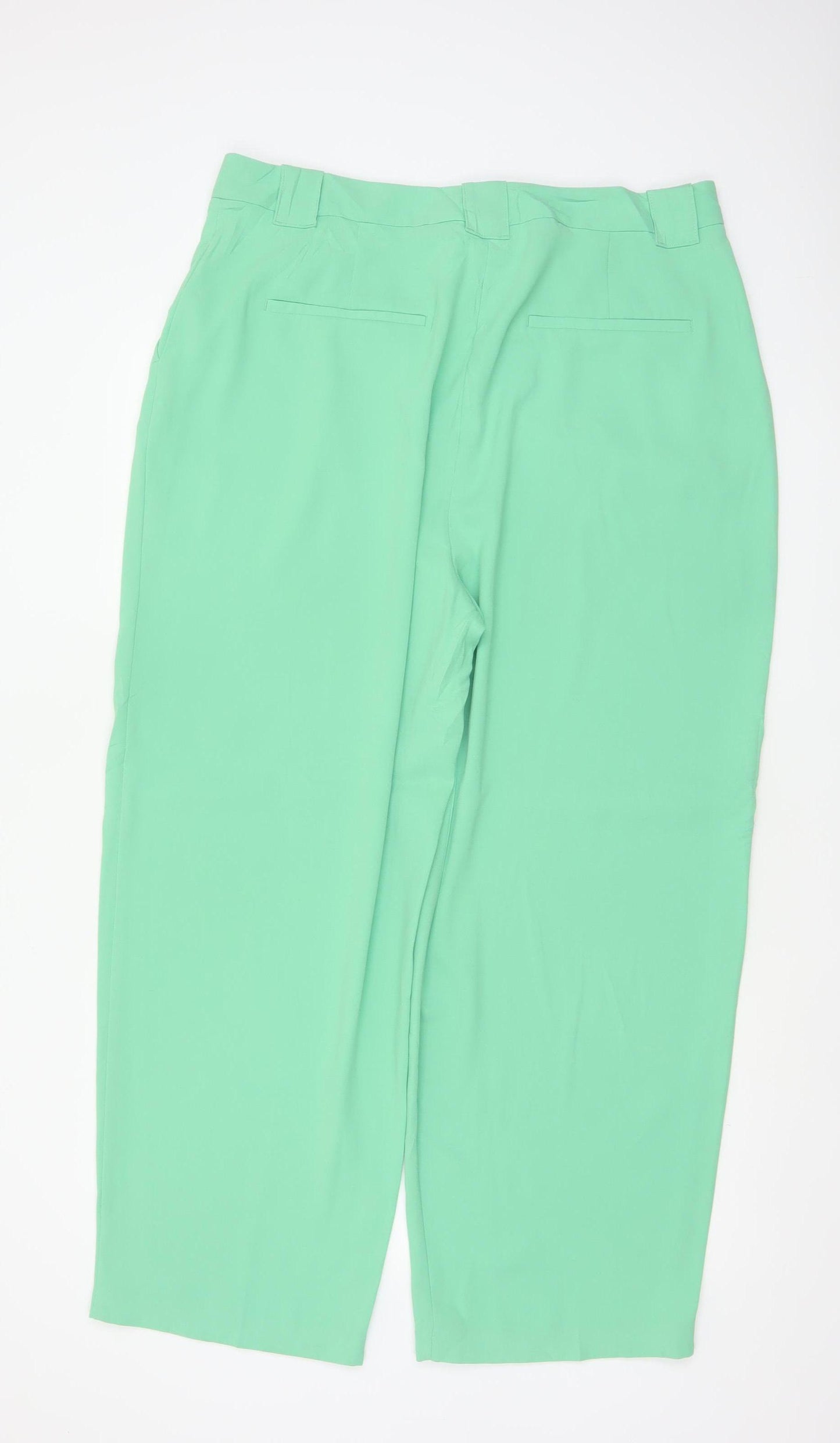 M&S Women Green Size 18 Regular Pleated Tapered Dress Trousers