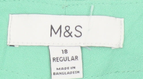 M&S Women Green Size 18 Regular Pleated Tapered Dress Trousers