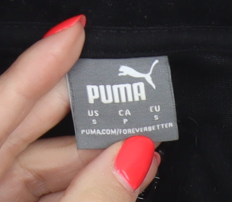 Puma Women’s Black S Velour Logo Tape Full Zip Cropped Jacket