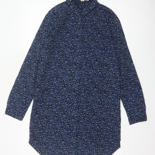 Forever 21 Women Blue Animal Print Long Sleeve Tunic Shirt S