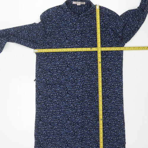 Forever 21 Women Blue Animal Print Long Sleeve Tunic Shirt S