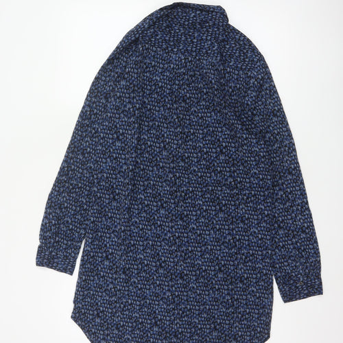 Forever 21 Women Blue Animal Print Long Sleeve Tunic Shirt S