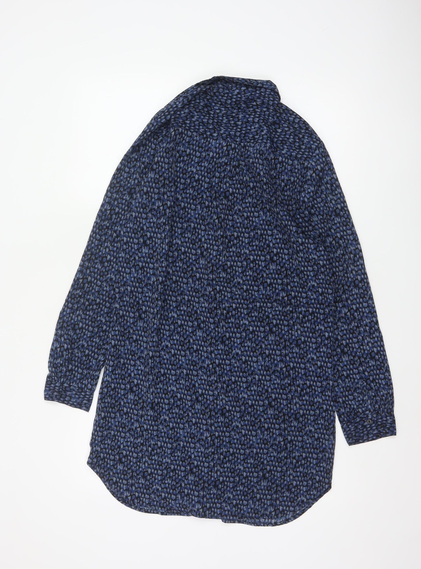 Forever 21 Women Blue Animal Print Long Sleeve Tunic Shirt S