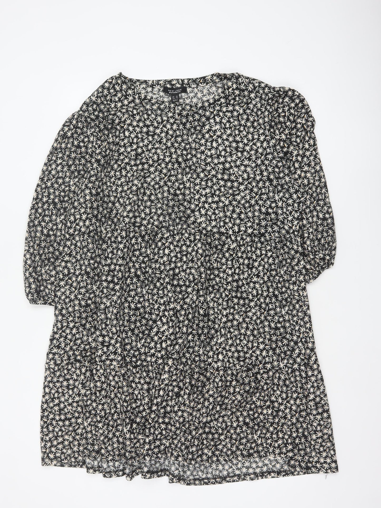 New Look Maternity Women Black Floral UK 20 Midi Swing Dress