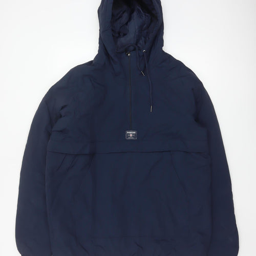 Lambretta Men’s Blue XL Padded Hooded 1/4 Zip Anorak Jacket