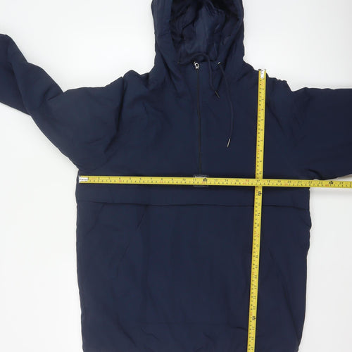 Lambretta Men’s Blue XL Padded Hooded 1/4 Zip Anorak Jacket