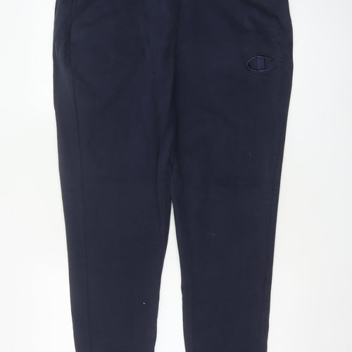Champion Men's Navy L Logo Fleece Jogger Sweatpants Elastic Waist