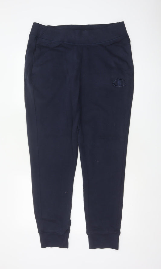 Champion Men's Navy L Logo Fleece Jogger Sweatpants Elastic Waist