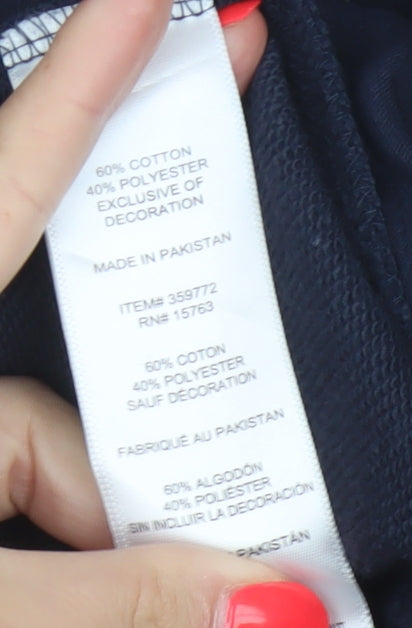 Champion Men's Navy L Logo Fleece Jogger Sweatpants Elastic Waist