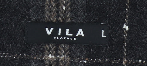 Vila Clothes Women’s Black Plaid Wool Blend Flare Skirt Size L