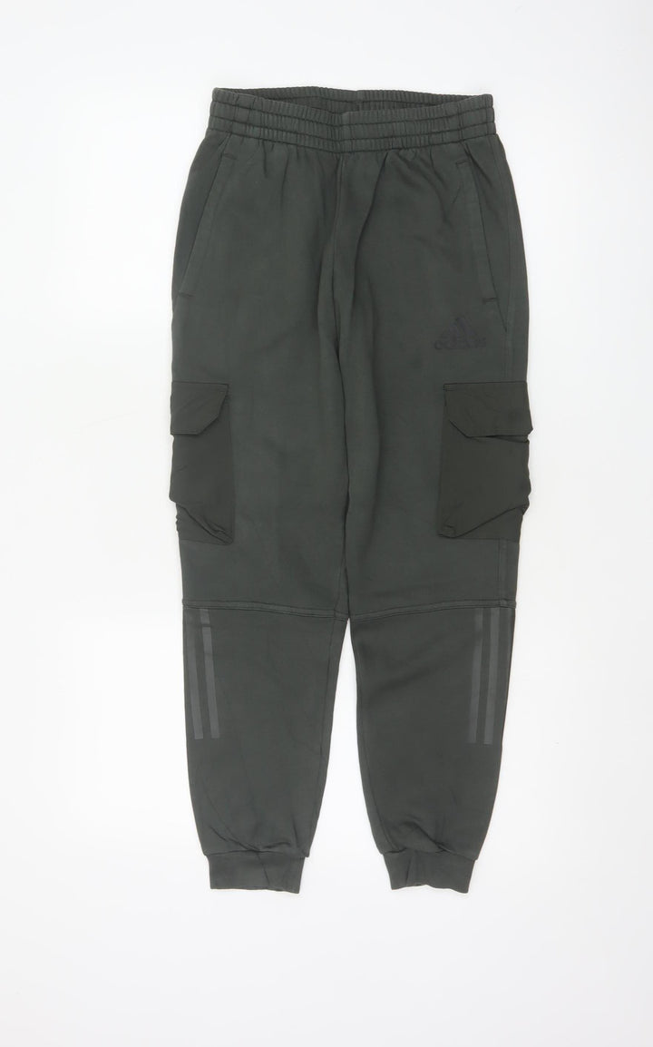 Adidas Boys Grey Cargo Jogger Trousers 11-12 Years 152cm