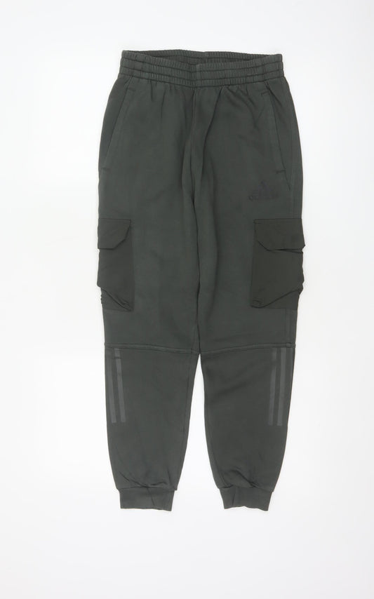 Adidas Boys Grey Cargo Jogger Trousers 11-12 Years 152cm