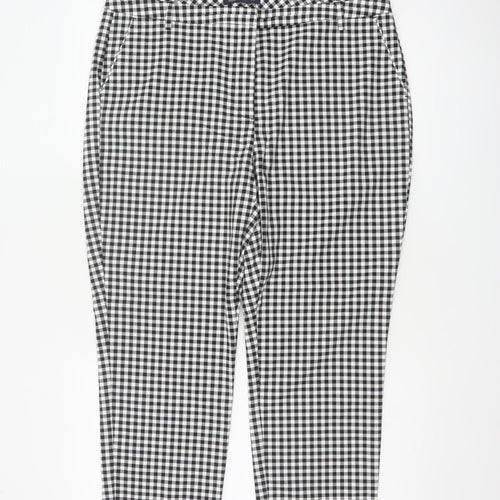 Marks & Spencer Women's Black White Gingham Tapered Trousers UK 16