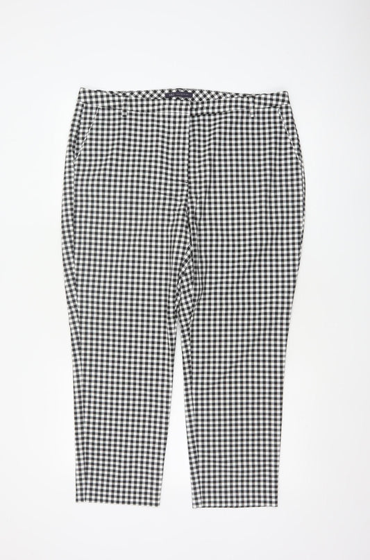 Marks & Spencer Women's Black White Gingham Tapered Trousers UK 16