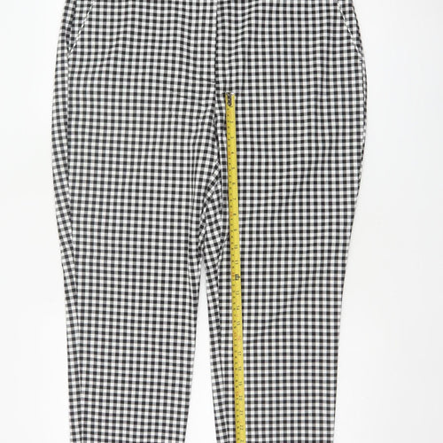 Marks & Spencer Women's Black White Gingham Tapered Trousers UK 16