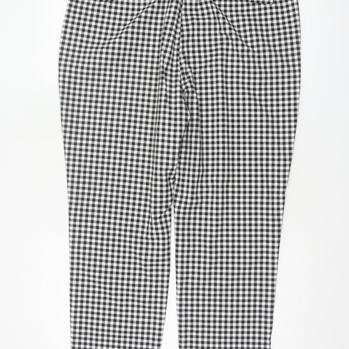 Marks & Spencer Women's Black White Gingham Tapered Trousers UK 16