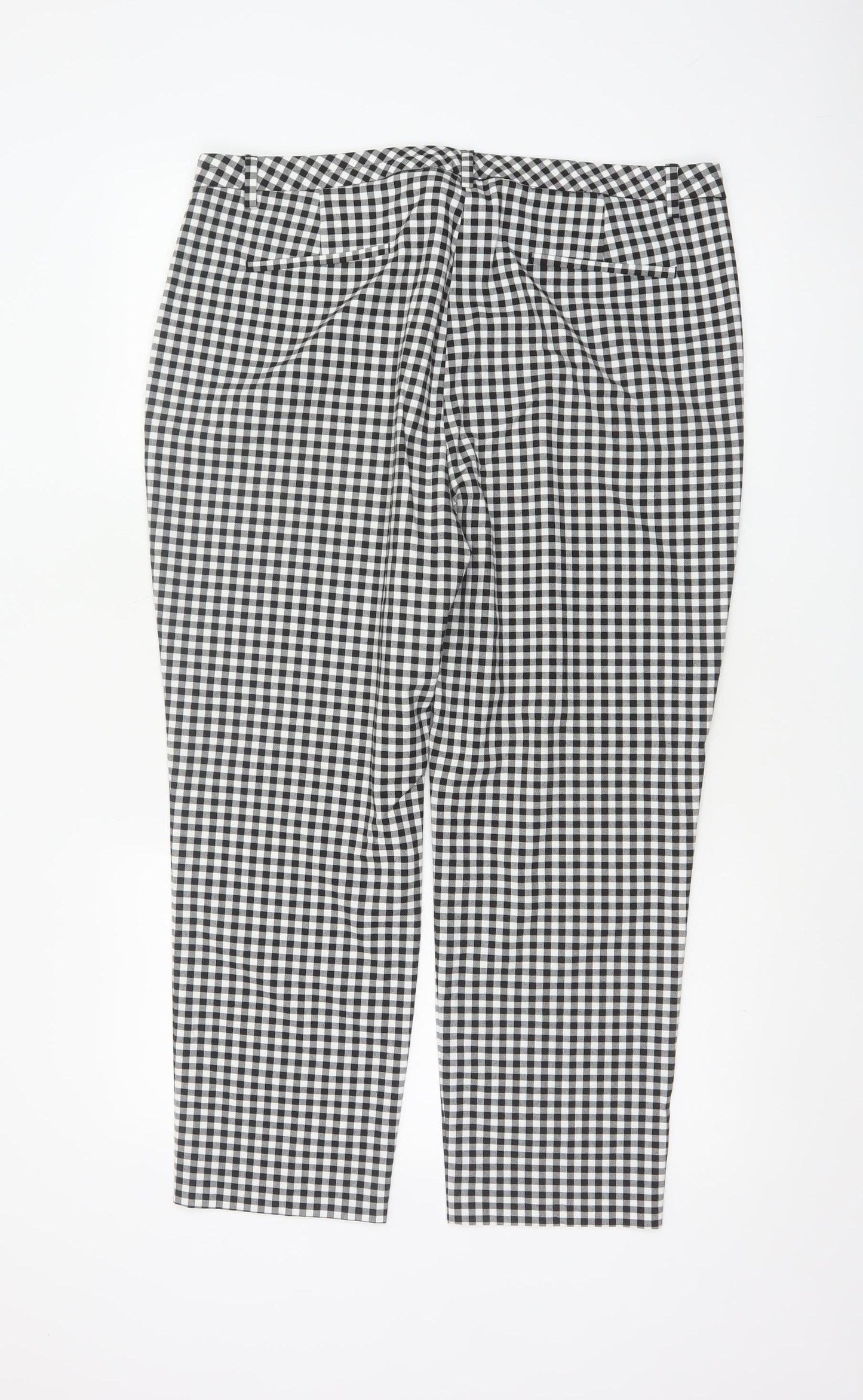 Marks & Spencer Women's Black White Gingham Tapered Trousers UK 16
