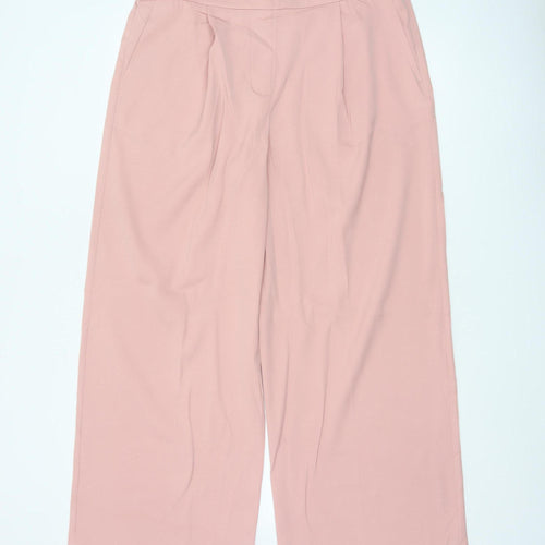 Marks and Spencer Women’s Pink UK 16 Wide-Leg Smart Trousers