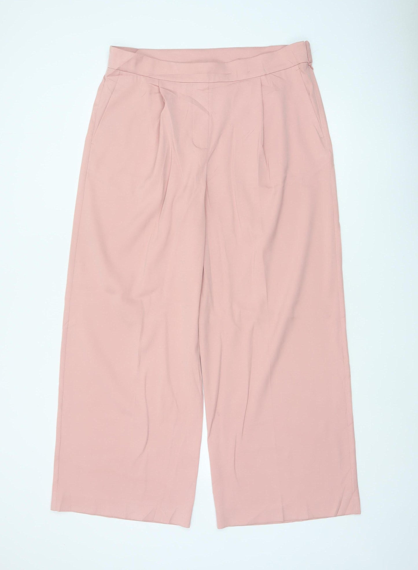 Marks and Spencer Women’s Pink UK 16 Wide-Leg Smart Trousers