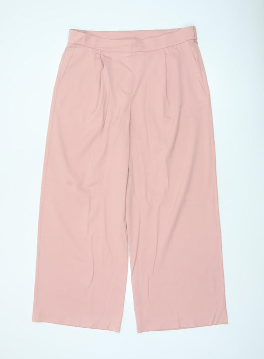 Marks and Spencer Women’s Pink UK 16 Wide-Leg Smart Trousers