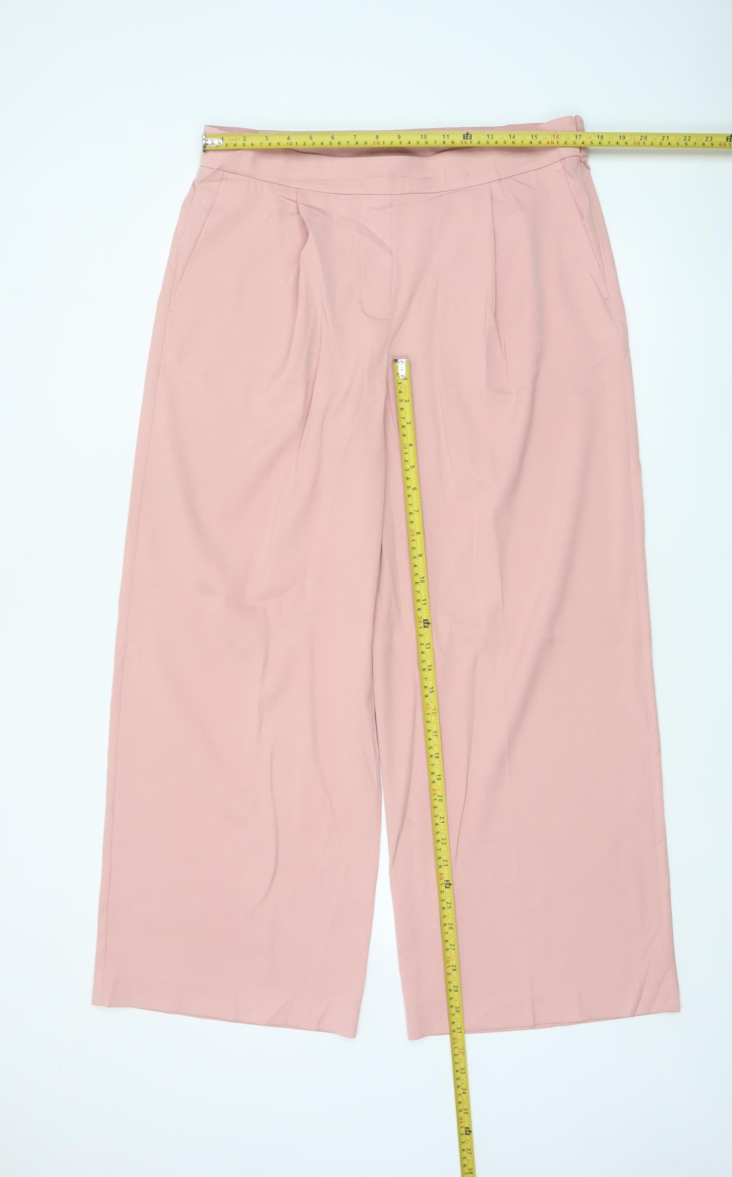 Marks and Spencer Women’s Pink UK 16 Wide-Leg Smart Trousers