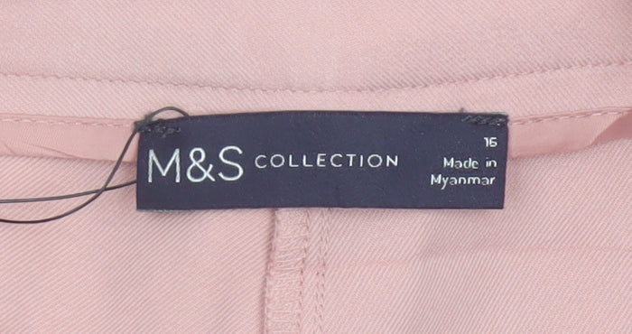 Marks and Spencer Women’s Pink UK 16 Wide-Leg Smart Trousers
