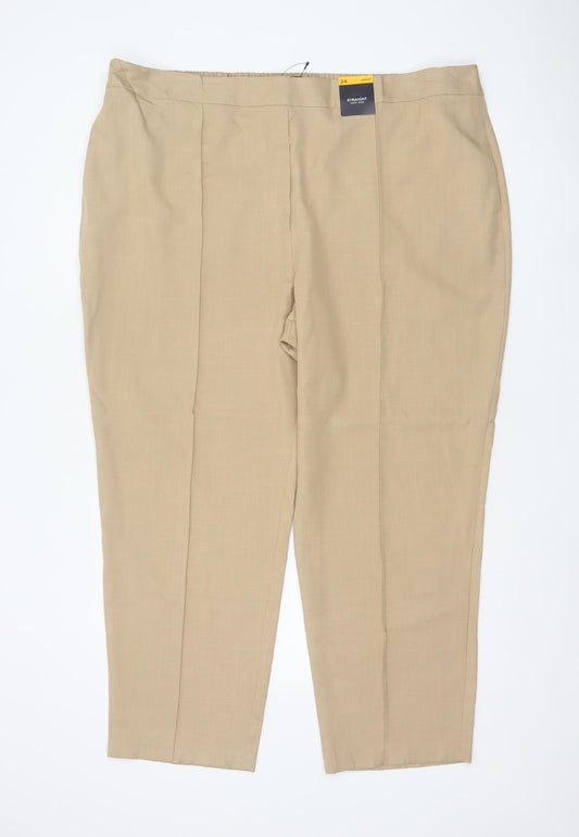 M&S Women’s Beige Size 24 Short High Rise Straight Trousers