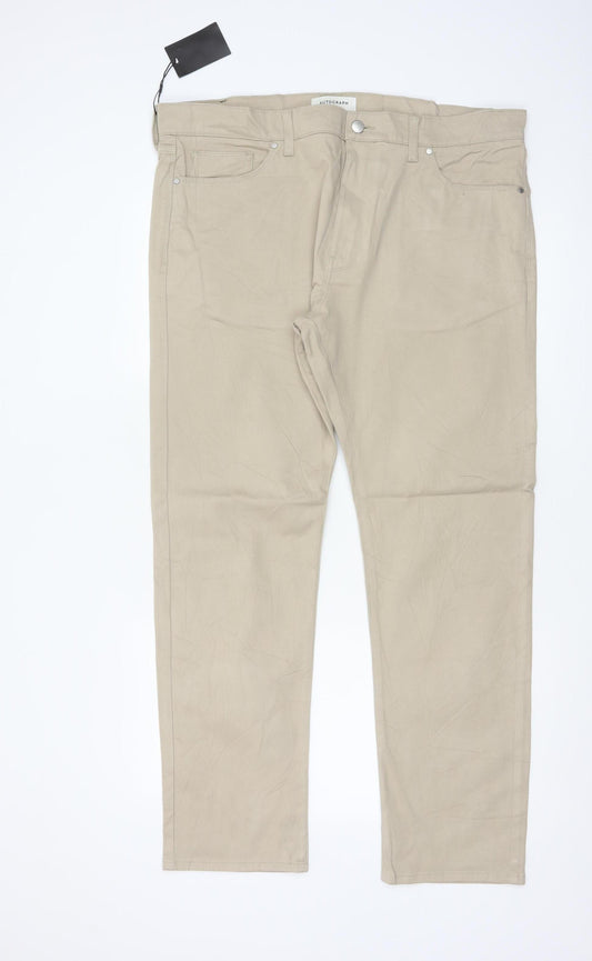 Marks & Spencer Autograph Men Beige 38 Slim Stretch Chino Trousers