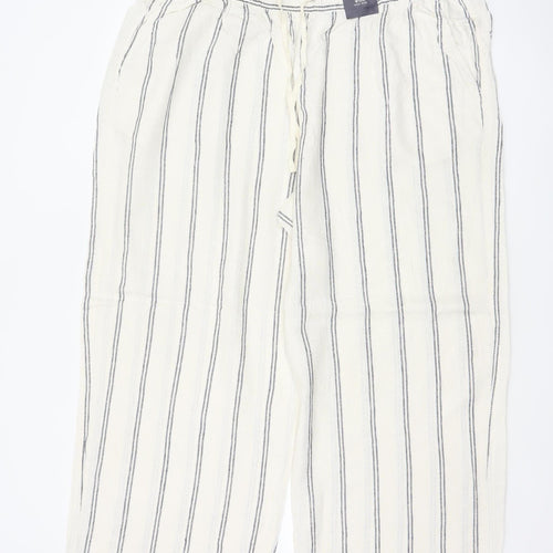 Marks & Spencer Women’s Ivory Stripe Wide Leg Trousers UK 22 Short
