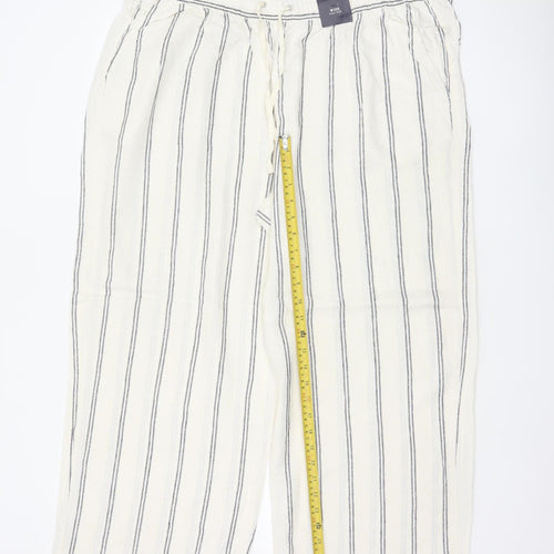 Marks & Spencer Women’s Ivory Stripe Wide Leg Trousers UK 22 Short