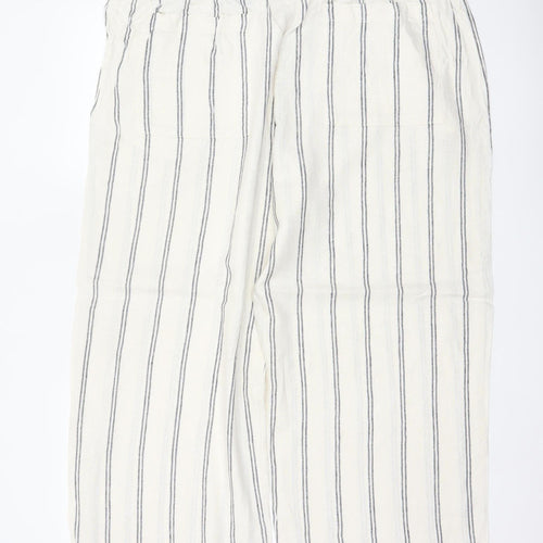Marks & Spencer Women’s Ivory Stripe Wide Leg Trousers UK 22 Short