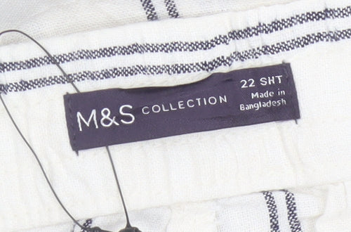 Marks & Spencer Women’s Ivory Stripe Wide Leg Trousers UK 22 Short