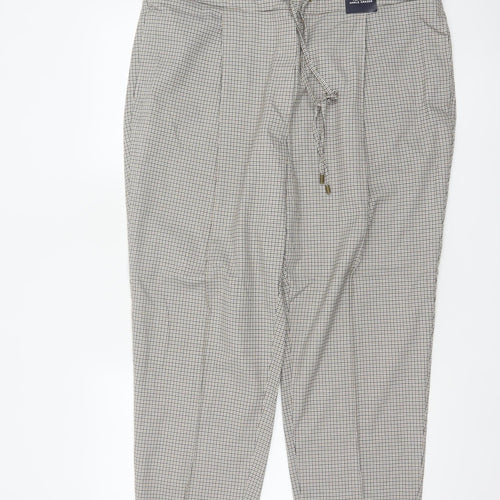 M&S Women’s Beige Check Tapered Ankle Grazer Trousers UK 20 Regular