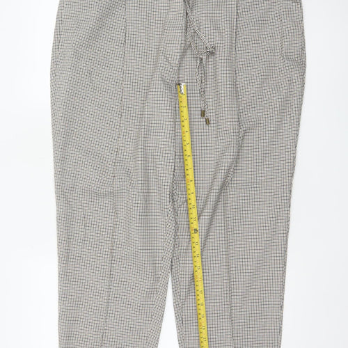 M&S Women’s Beige Check Tapered Ankle Grazer Trousers UK 20 Regular