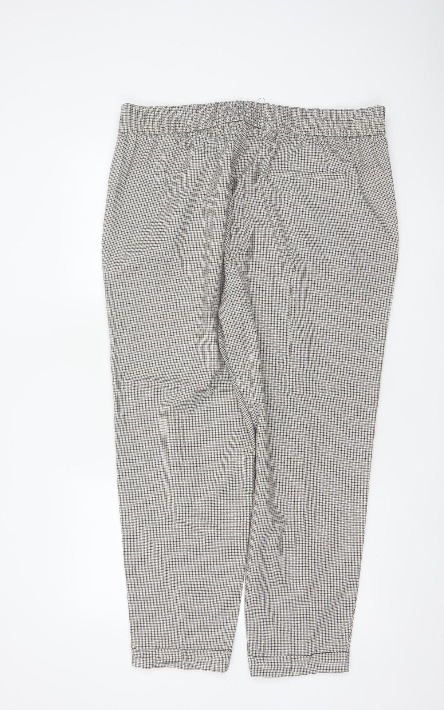 M&S Women’s Beige Check Tapered Ankle Grazer Trousers UK 20 Regular
