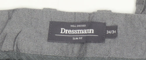 Dressmann Women’s Grey Slim Fit Chino Trousers Size 34 34/34