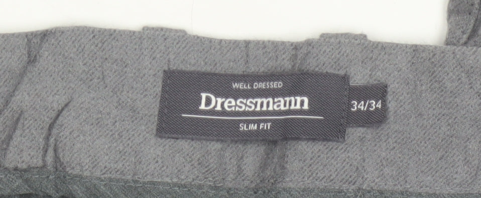 Dressmann Women’s Grey Slim Fit Chino Trousers Size 34 34/34