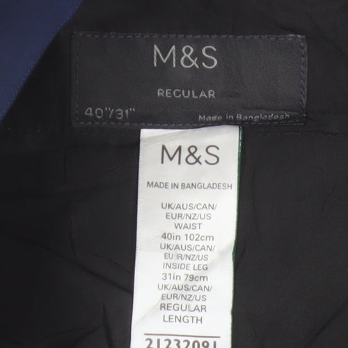 Marks and Spencer Men Blue 40in Regular Dress Trousers 40W 31L