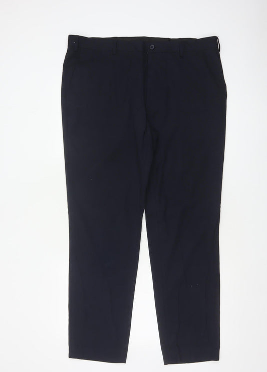 Marks & Spencer Men’s Navy 38/31 Slim Fit Dress Trousers Flat Front