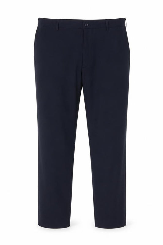 Front view of Marks & Spencer Men’s Navy 38/31 Slim Fit Dress Trousers Flat Front