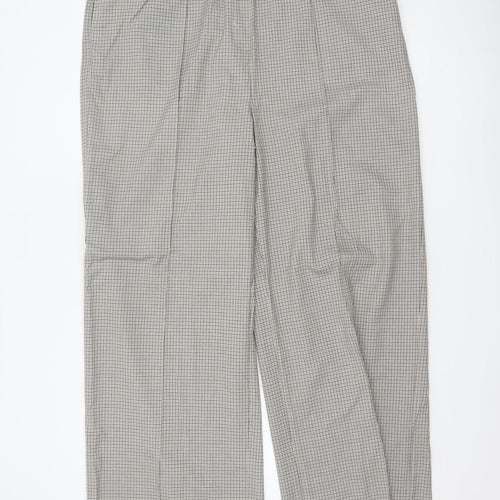 Marks and Spencer Women Beige Check Wide-Leg Trousers UK 18 Long