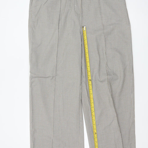 Marks and Spencer Women Beige Check Wide-Leg Trousers UK 18 Long