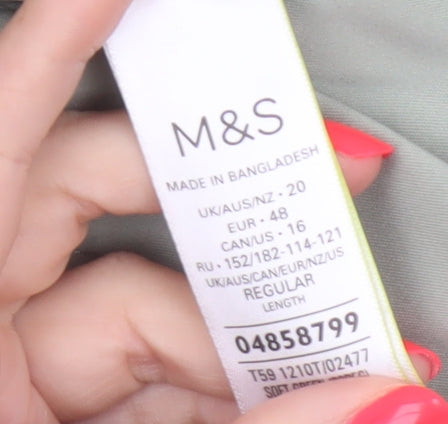 M&S Women’s Green Size 20 Regular Tapered Tailored Dress Trousers
